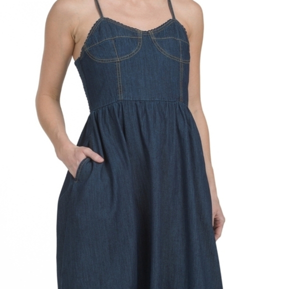 💙🔹️JAPNA 🔹️Women's Dark Wash  Denim  Corset  Top Dress - Picture 3 of 6
